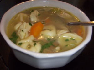 The finished chicken soup - ready for tonight's dinner.