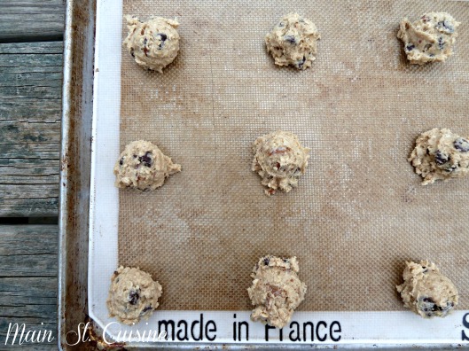 oatmeal chocolate chip cookies on baking sheet